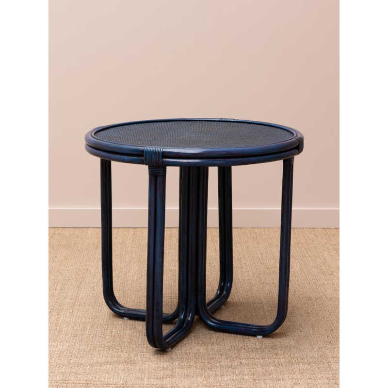 Petite table ronde en rotin bleu 78 cm Pigmento  - 4