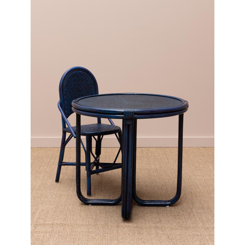 Petite table ronde en rotin bleu 78 cm Pigmento  - 5