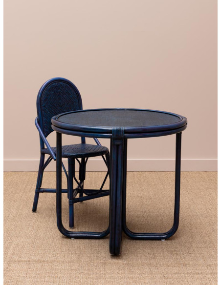 Petite table ronde en rotin bleu 78 cm Pigmento  - 5
