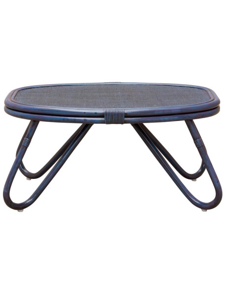 Table basse ovale rotin bleu 84x52x42 cm Pigmento  - 1