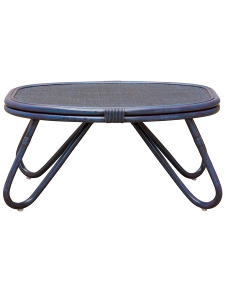 Table basse ovale rotin bleu 84x52x42 cm Pigmento  - 1