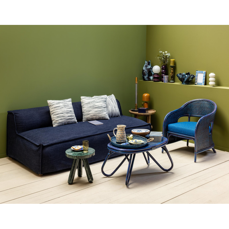 Table basse ovale rotin bleu 84x52x42 cm Pigmento  - 7
