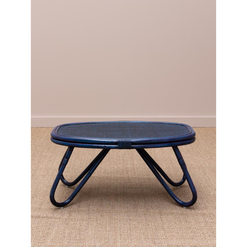 Table basse ovale rotin bleu 84x52x42 cm Pigmento  - 3