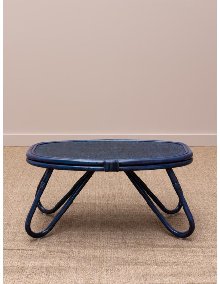Table basse ovale rotin bleu 84x52x42 cm Pigmento  - 3