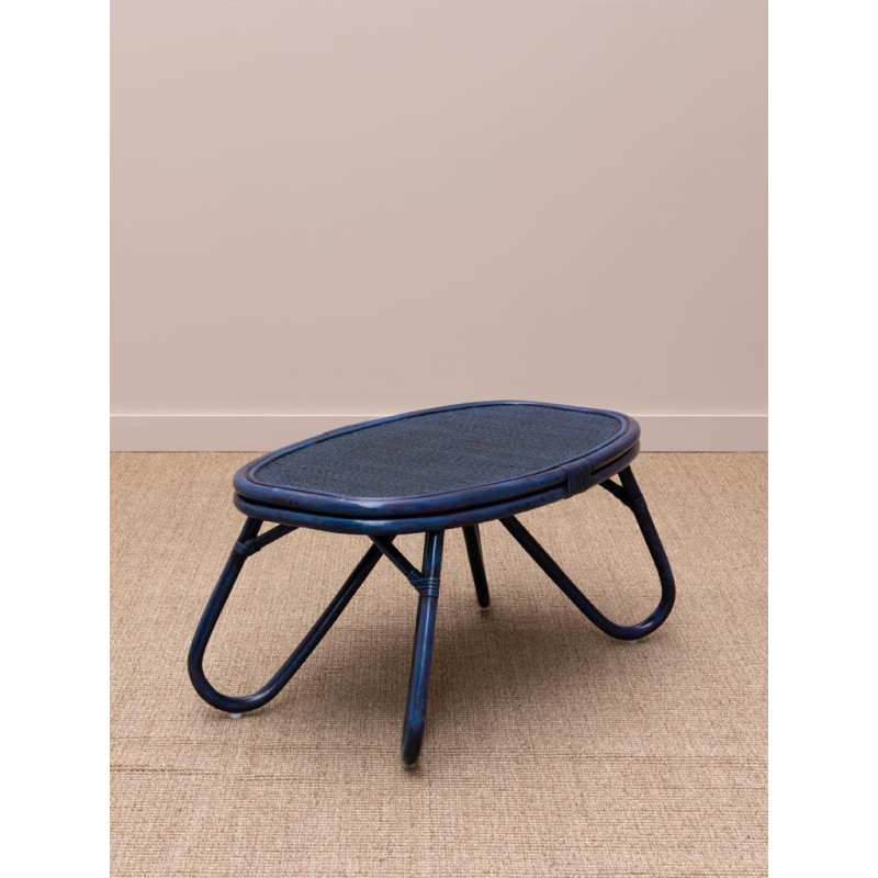 Table basse ovale rotin bleu 84x52x42 cm Pigmento  - 4