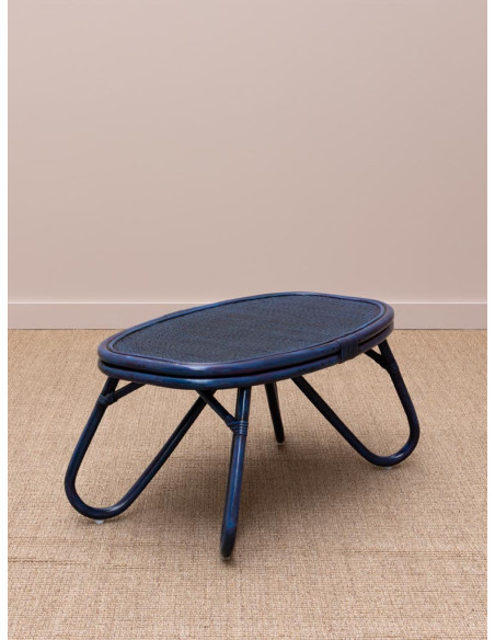 Table basse ovale rotin bleu 84x52x42 cm Pigmento  - 4