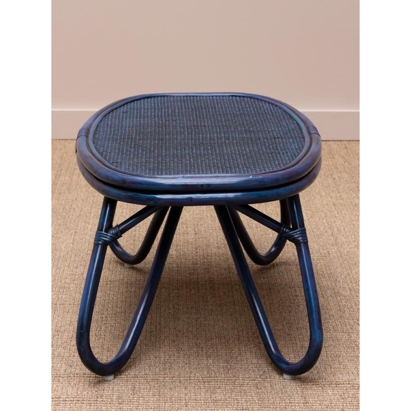 Table basse ovale rotin bleu 84x52x42 cm Pigmento  - 5