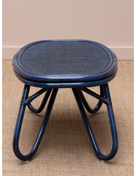 Table basse ovale rotin bleu 84x52x42 cm Pigmento  - 5
