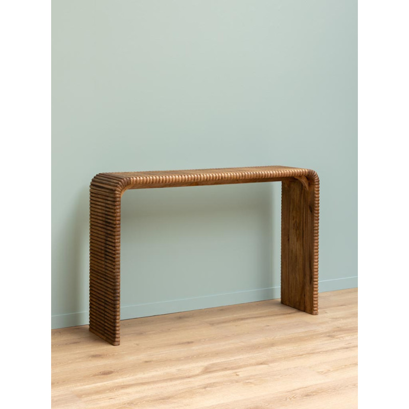 Console d’entrée en manguier rainuré 129x34,5x85,5 cm Arcana  - 4