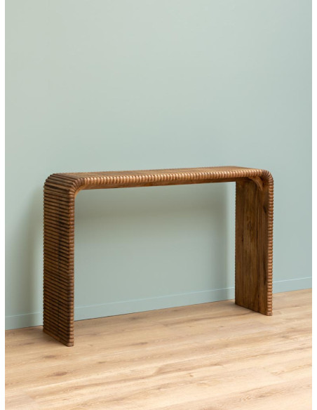 Console d’entrée en manguier rainuré 129x34,5x85,5 cm Arcana  - 4