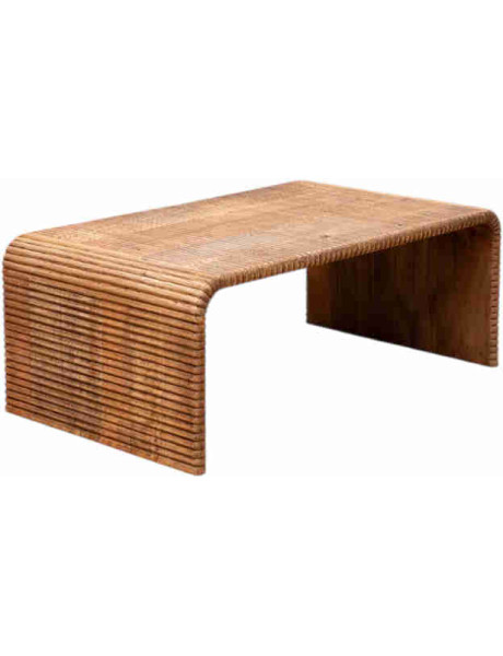 Table basse rectangulaire en manguier rainuré 119,5x70x45 cm Arcana  - 1