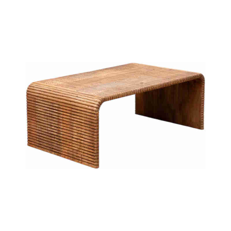 Table basse rectangulaire en manguier rainuré 119,5x70x45 cm Arcana  - 1