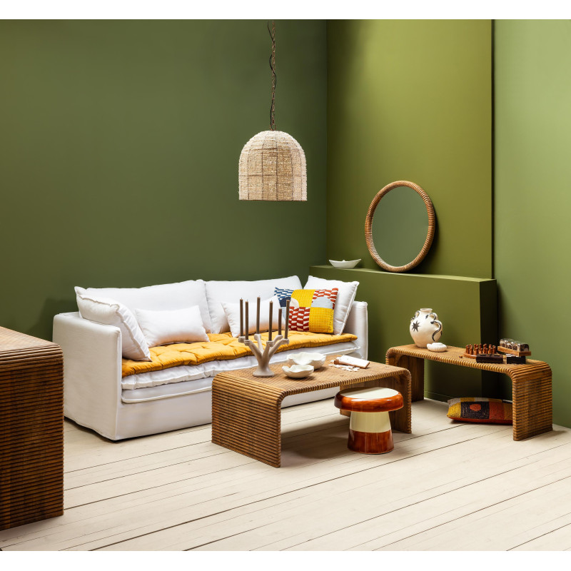 Table basse rectangulaire en manguier rainuré 119,5x70x45 cm Arcana  - 7