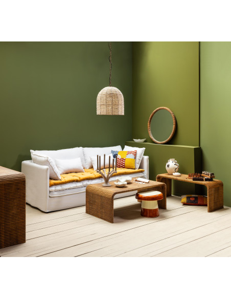 Table basse rectangulaire en manguier rainuré 119,5x70x45 cm Arcana  - 7