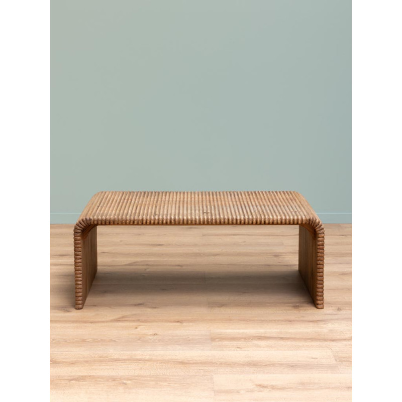 Table basse rectangulaire en manguier rainuré 119,5x70x45 cm Arcana  - 3