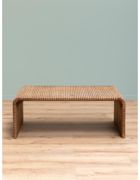 Table basse rectangulaire en manguier rainuré 119,5x70x45 cm Arcana  - 3