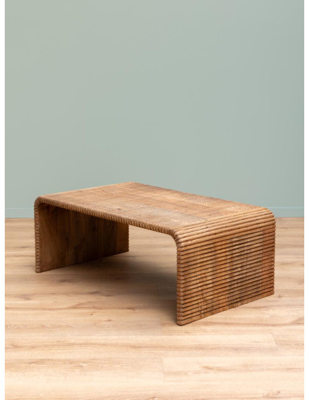 Table basse rectangulaire en manguier rainuré 119,5x70x45 cm Arcana  - 4