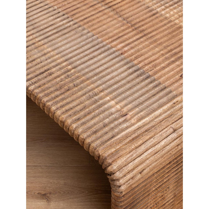 Table basse rectangulaire en manguier rainuré 119,5x70x45 cm Arcana  - 5