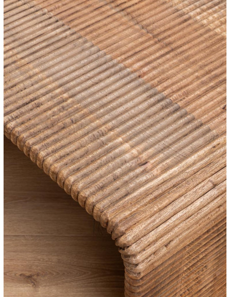 Table basse rectangulaire en manguier rainuré 119,5x70x45 cm Arcana  - 5