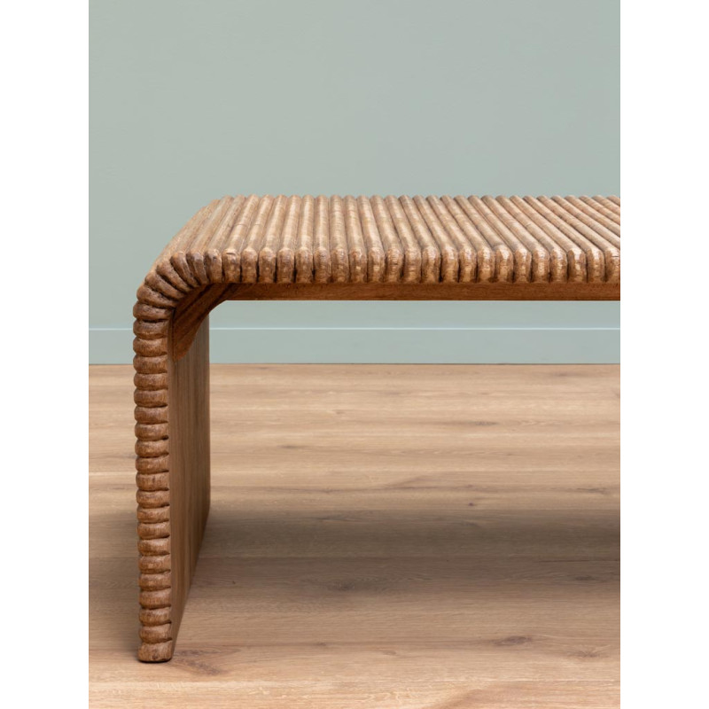 Table basse rectangulaire en manguier rainuré 119,5x70x45 cm Arcana  - 6