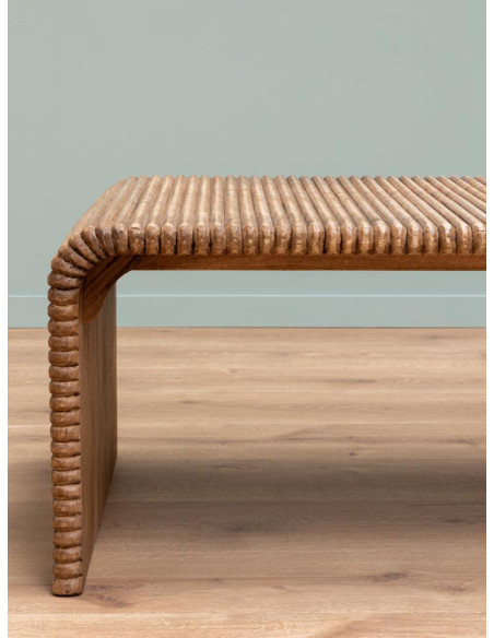 Table basse rectangulaire en manguier rainuré 119,5x70x45 cm Arcana  - 6