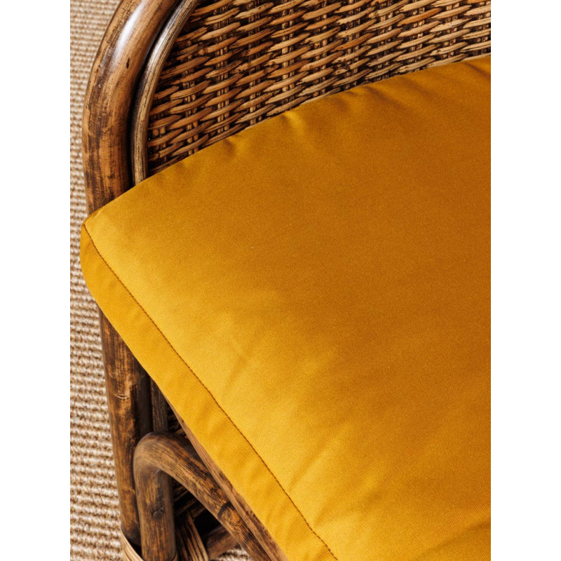 Fauteuil en rotin avec coussin ocre 76x63x83 cm Veracruz  - 7