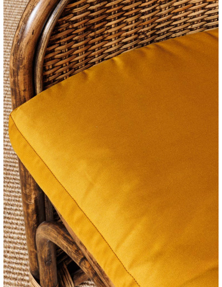 Fauteuil en rotin avec coussin ocre 76x63x83 cm Veracruz  - 7