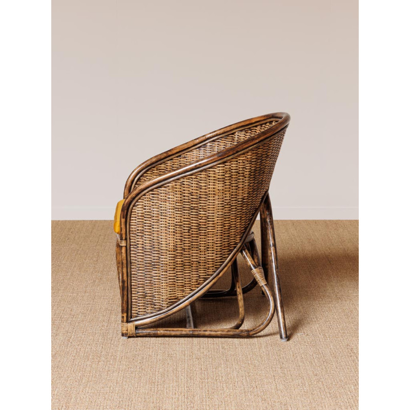Fauteuil en rotin avec coussin ocre 76x63x83 cm Veracruz  - 5