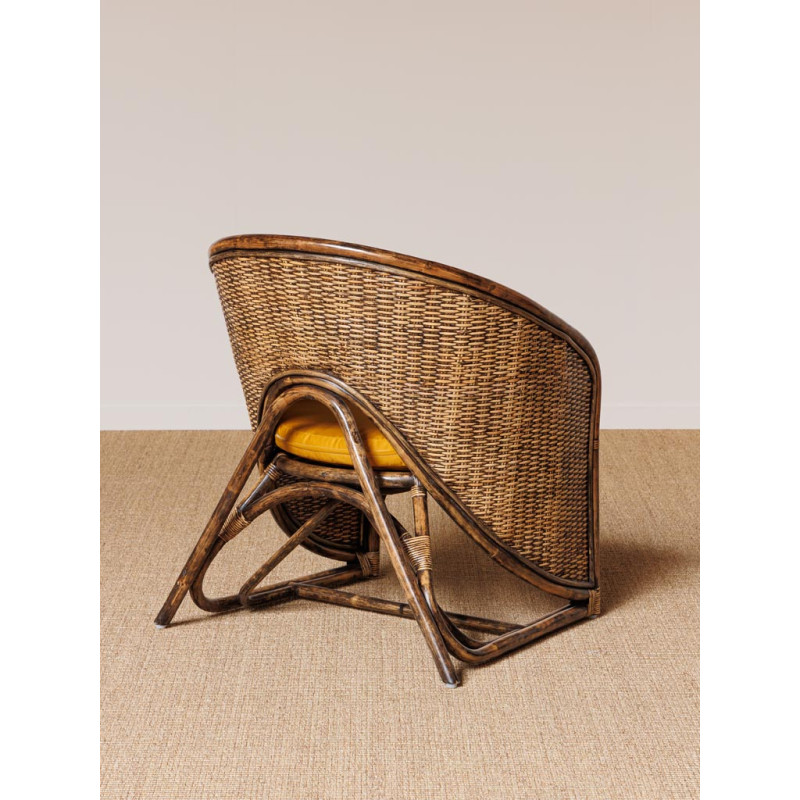 Fauteuil en rotin avec coussin ocre 76x63x83 cm Veracruz  - 6