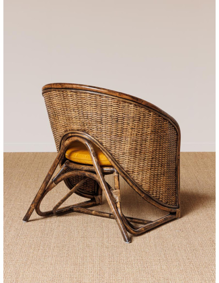 Fauteuil en rotin avec coussin ocre 76x63x83 cm Veracruz  - 6