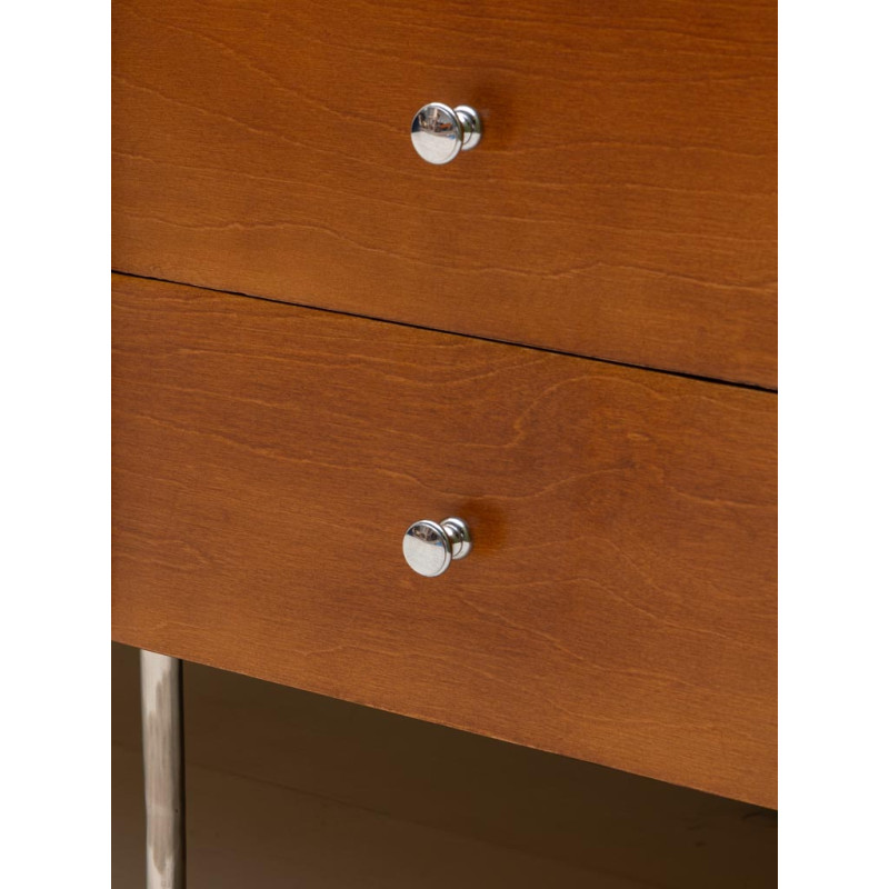 Bureau vintage 2 tiroirs bouleau et chrome 132,5x66,5x74 cm Maurice  - 8