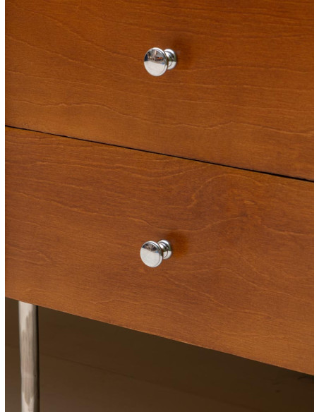 Bureau vintage 2 tiroirs bouleau et chrome 132,5x66,5x74 cm Maurice  - 8