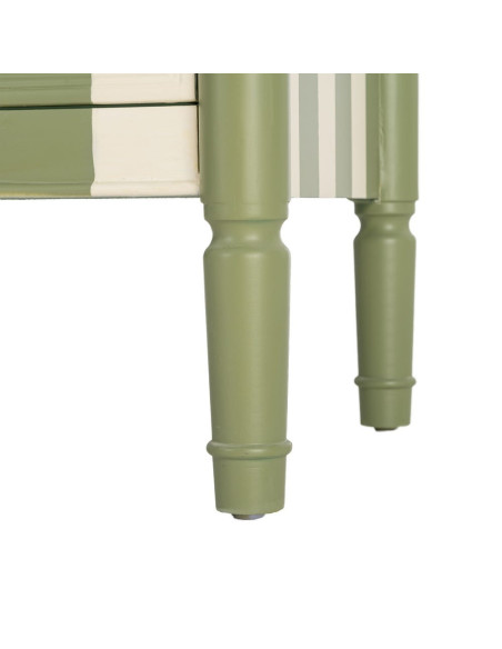 Commode 2 tiroirs bois rayée vert crème 80x45x60 cm Sarnelle Ixia - 7