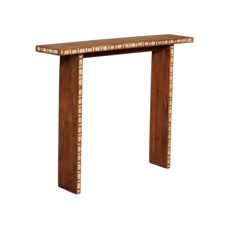 Console d’entrée étroite manguier corne 100x21x80 cm Argana  - 1