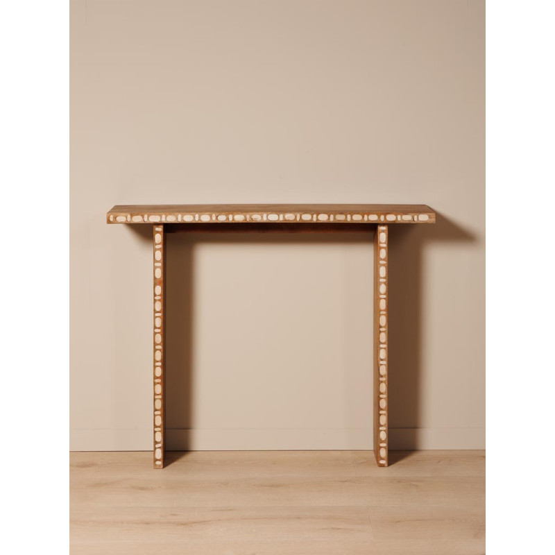 Console d’entrée étroite manguier corne 100x21x80 cm Argana  - 3