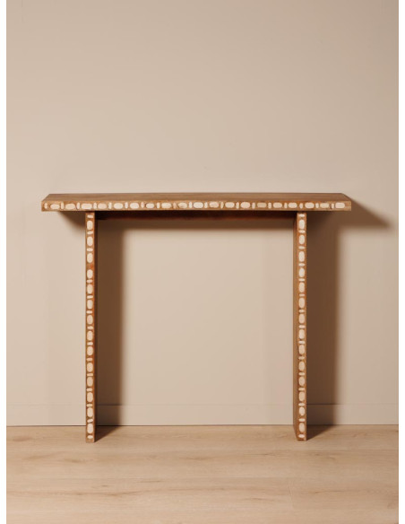 Console d’entrée étroite manguier corne 100x21x80 cm Argana  - 3