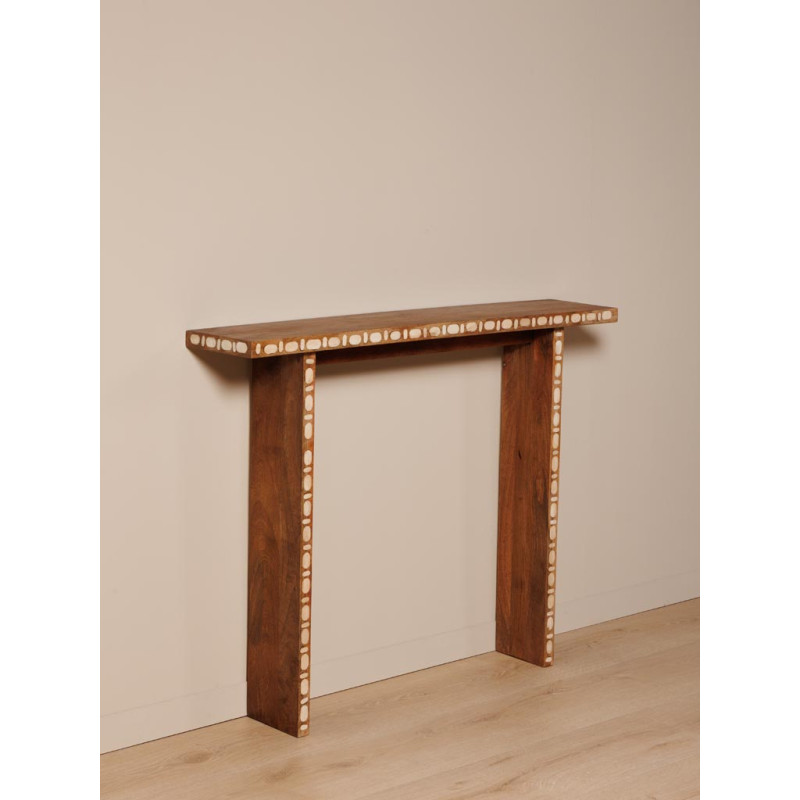 Console d’entrée étroite manguier corne 100x21x80 cm Argana  - 4