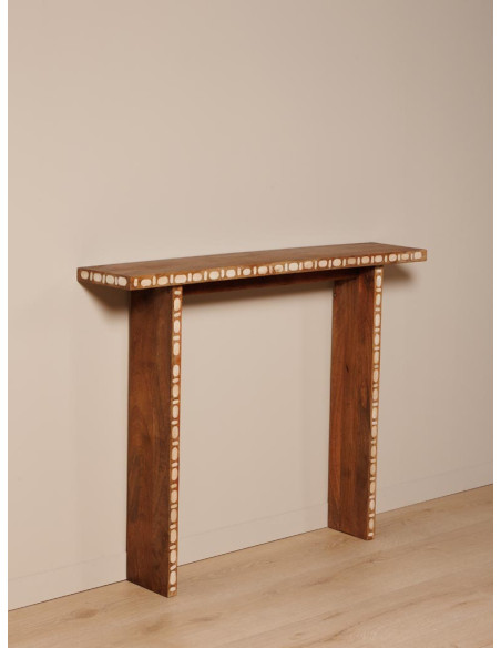 Console d’entrée étroite manguier corne 100x21x80 cm Argana  - 4
