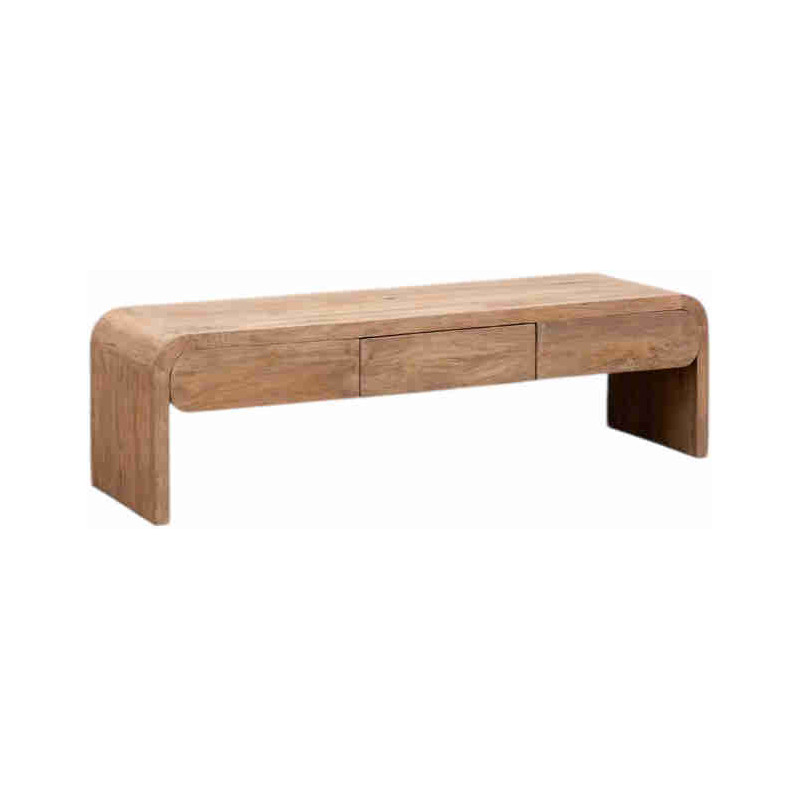 Meuble TV bois clair manguier 3 tiroirs 160 cm Losail  - 1