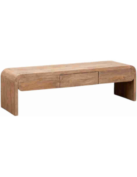 Meuble TV bois clair manguier 3 tiroirs 160 cm Losail  - 1