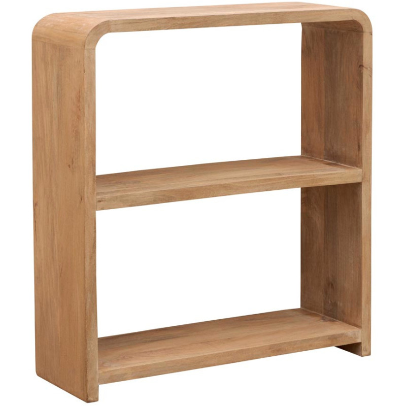 Bibliothèque basse arrondie manguier clair 100x35x111 cm Losail  - 1