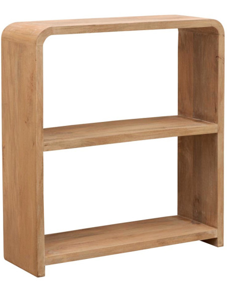 Bibliothèque basse arrondie manguier clair 100x35x111 cm Losail  - 1