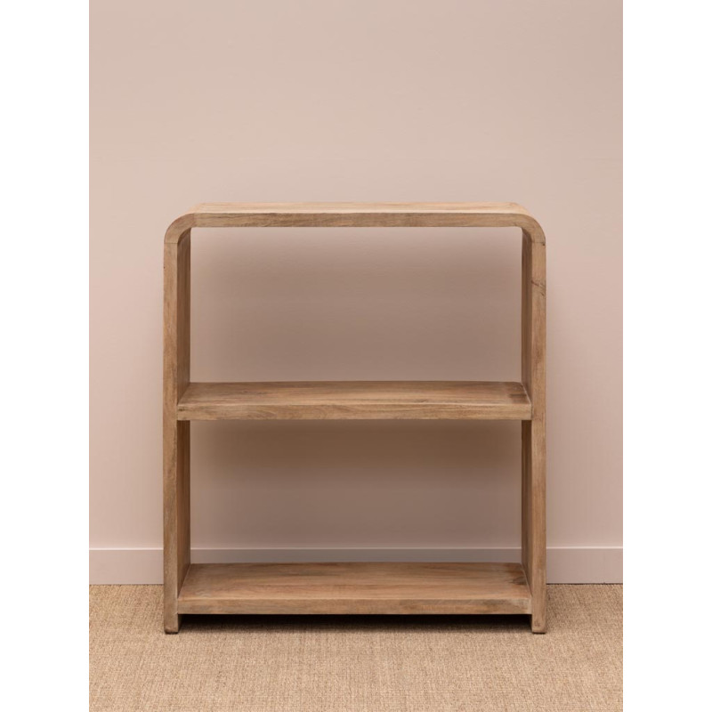Bibliothèque basse arrondie manguier clair 100x35x111 cm Losail  - 2