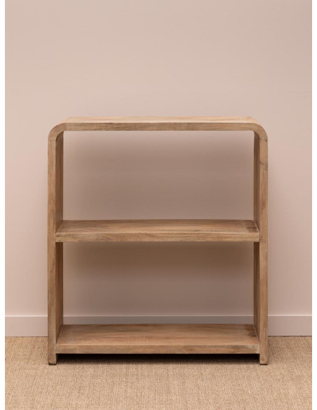 Bibliothèque basse arrondie manguier clair 100x35x111 cm Losail  - 2