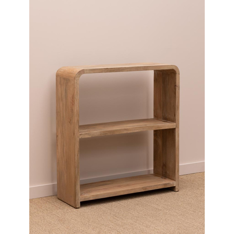 Bibliothèque basse arrondie manguier clair 100x35x111 cm Losail  - 3