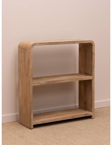 Bibliothèque basse arrondie manguier clair 100x35x111 cm Losail  - 3