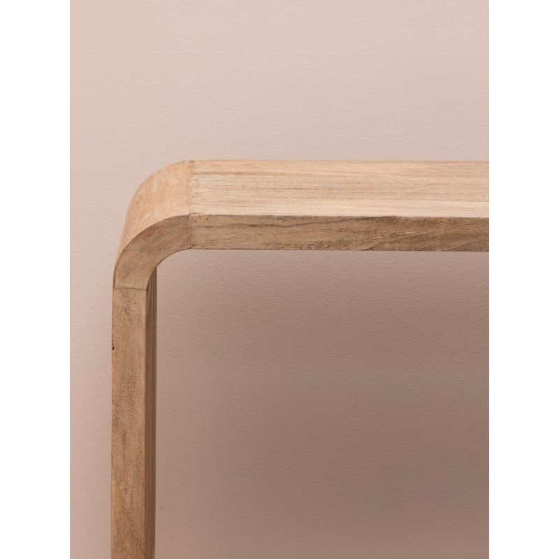 Bibliothèque basse arrondie manguier clair 100x35x111 cm Losail  - 4