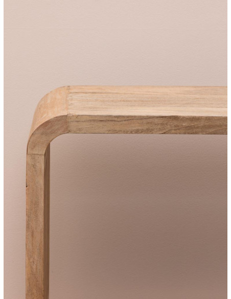 Bibliothèque basse arrondie manguier clair 100x35x111 cm Losail  - 4