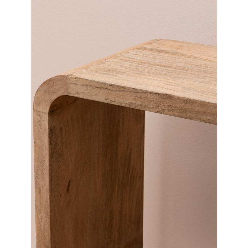 Bibliothèque basse arrondie manguier clair 100x35x111 cm Losail  - 5