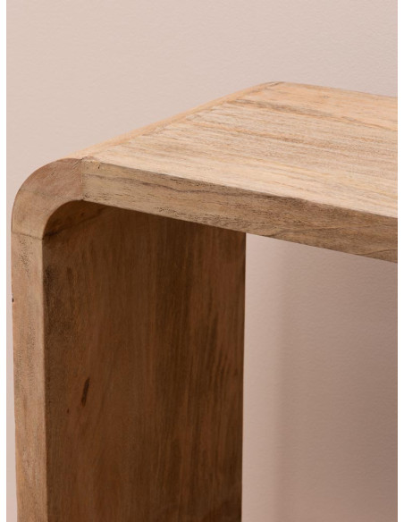 Bibliothèque basse arrondie manguier clair 100x35x111 cm Losail  - 5